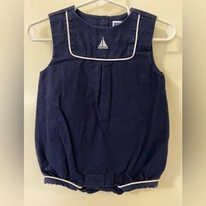 Boys’ navy blue onesie, size 6-12 months